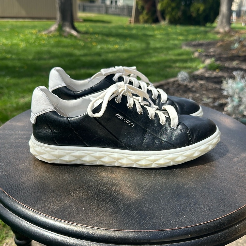 Jimmy Choo Black and White Low-Top Sneakers